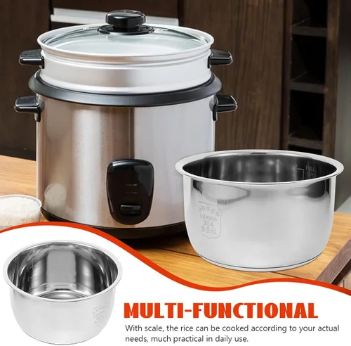 Miniatura 3 de Olla de arroz de acero inoxidable 304, olla interior de repuesto con parte inferior compuesta gruesa de 8.26 x 8.26 x 4.33 pulgadas, compatible