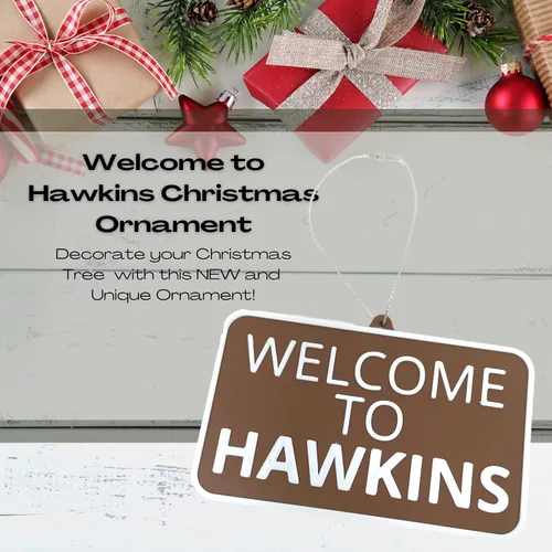 Miniatura 2 de Adorno navideño de Welcome to Hawkins, perfecto para fanáticos de Stranger Things, adorno decorativo de vacaciones, fabricado en los Estados Unidos