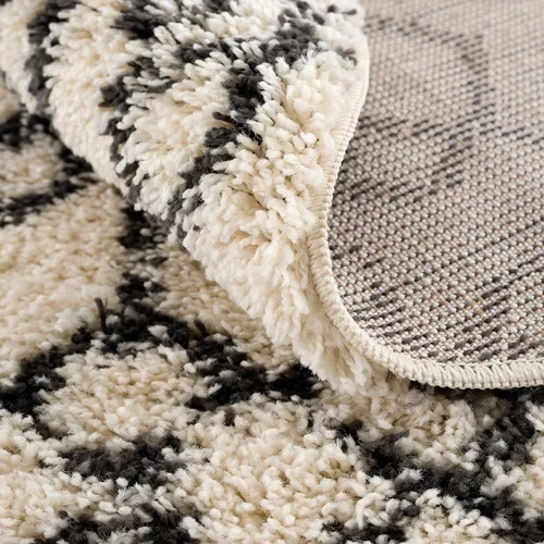 Miniatura 64 de Hauteloom, Duncans - Alfombra de estilo granja de pelo mullido para sala y dormitorio, con borlas - Beige, carbón, gris - 2 pies 7 pulgadas x 7 pies