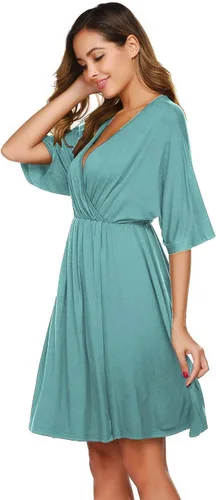 Miniatura 5 de Ekouaer Vestido de maternidad 3 en 1 para maternidad, trabajo de parto y lactancia, camisón de enfermería, ropa de dormir para lactancia, tallas S a