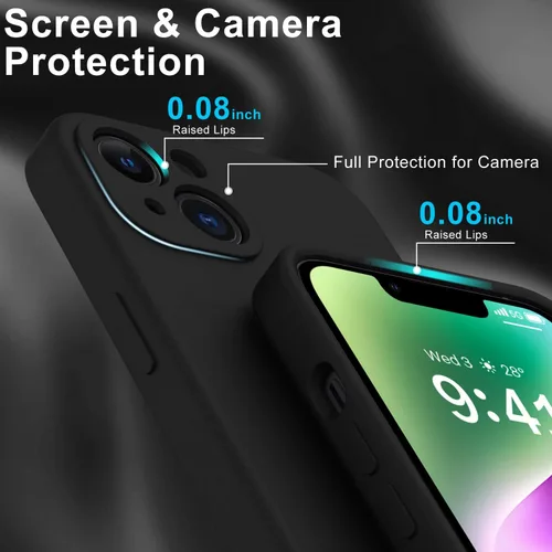 Miniatura 5 de DEENAKIN Funda compatible con iPhone 14 Plus con protector de pantalla, funda mejorada para cámara, goma de gel de silicona suave probada contra