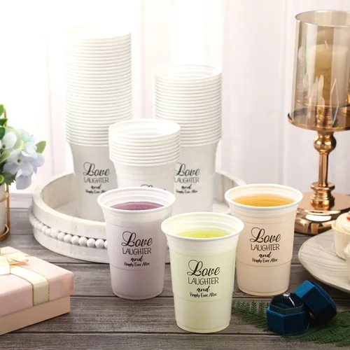 Miniatura 4 de Nuenen 100 vasos de plástico desechables de 16 onzas a granel, taza de recepción de boda transparente para despedida de soltera, aniversario