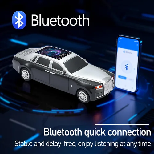 Miniatura 3 de Altavoz Bluetooth de lujo para automóvil con luz ambiental LED, efecto de sonido HD, salida multipuerto, altavoz Bluetooth con radio FM, regalo