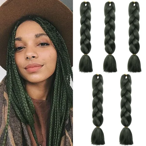Miniatura 115 de Benehair Extensiones de cabello trenzado ombré de 24 pulgadas, 1 paquete de extensiones de cabello trenzado jumbo de alta temperatura, cabello
