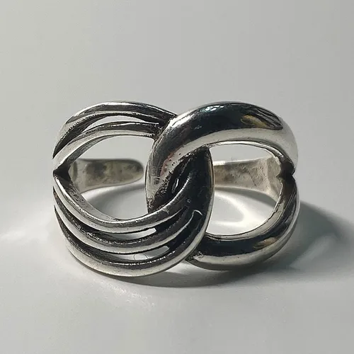 Miniatura 32 de Anillos de banda ancha de plata de ley 925 vintage hechos a mano para mujeres/hombres, anillo ajustable para el pulgar