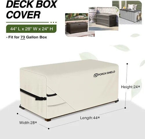 Miniatura 2 de Porch Shield - Caja de almacenamiento para cubierta de terraza - Cubierta impermeable al aire libre 600D para caja de 73 galones, resistente a