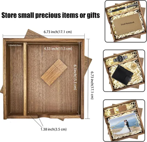 Miniatura 4 de Unidad flash USB de madera de 16 GB USB3.0 TATMOHIK Wedding USB Drive con caja para almacenar fotos, memorias USB de madera, bolígrafo de memoria