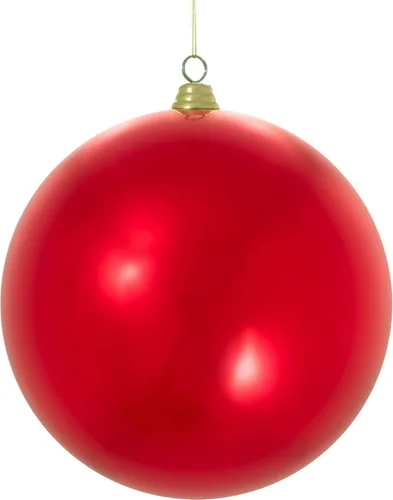 Miniatura 5 de Adornos de bola de Navidad colgantes de 11' rojo brillante, juego de 4 adornos irrompibles de plástico con cuerda dorada para colgar