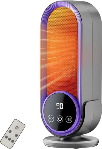 Miniatura 11 de Calentador de espacio para interiores, calentador portátil de eficiencia energética con termostato ajustable, tecnología de cerámica de Blanco