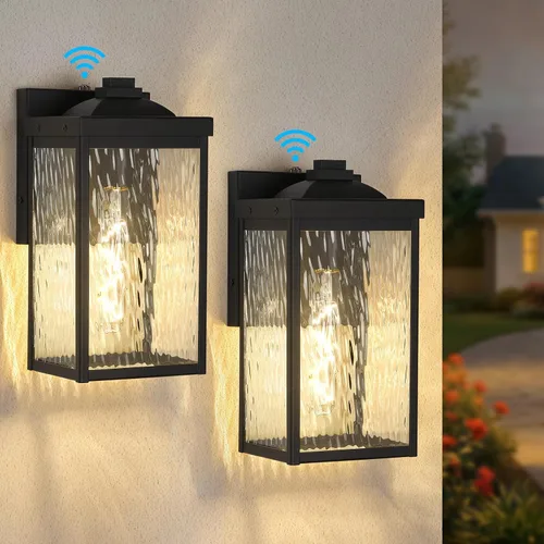 Miniatura 12 de Lámparas de pared para exteriores del anochecer al amanecer con sensor de fotocélula, luces de porche delantero impermeables, aplique de montaje