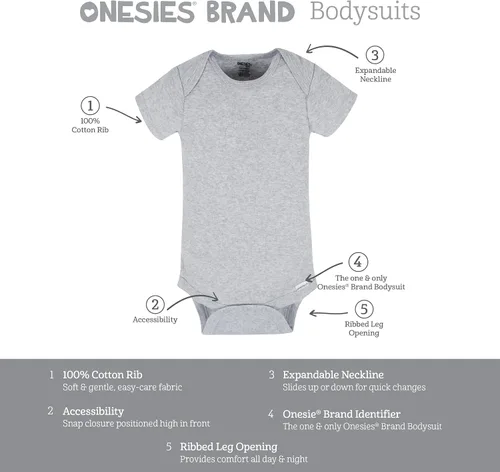 Miniatura 4 de Onesies Brand Paquete de 8 mamelucos unisex de manga corta para bebé