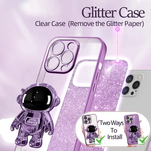 Miniatura 107 de Buleens Funda para iPhone 11 Pro Max Astronauta, Fundas Transparentes para iPhone 11 ProMax con Papel con Purpurina y Soporte de Astronauta, Mujeres