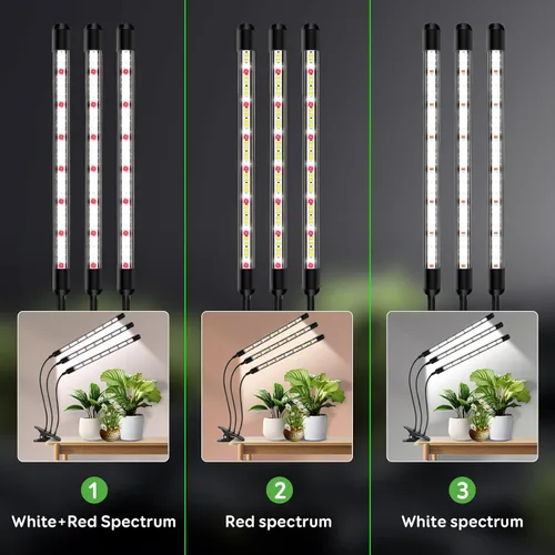 Miniatura 5 de SDOVUERC Tri-Heads - Luces de cultivo para plantas de interior, luces de espectro completo para cultivo en interiores con cuello de cisne ajustable