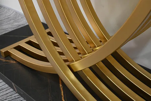 Miniatura 7 de Mesa consola de 43.3 pulgadas con patas de metal entrelazadas doradas, mesa de entrada decorativa negra y dorada, 43.31 x 11.69 x 31.5 pulgadas