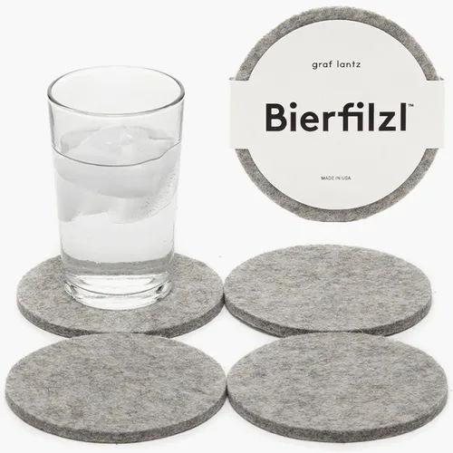 Miniatura 13 de Graf Lantz - Juego de 4 posavasos redondos de lana de merino Bierfilzl - Negro (círculos de 10 cm) - Absorbe el 30% del peso - Lana alemana