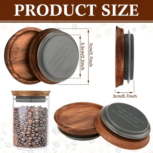 Miniatura 2 de Paquete de 20 tapas de almacenamiento de madera de acacia para frascos de boca regular, tapas de madera de acacia para conservas reutilizables