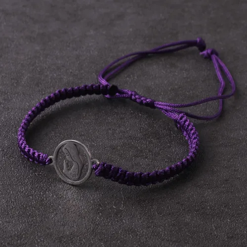 Miniatura 5 de Pulsera trenzada con acero inoxidable Virgen María para niñas y mujeres