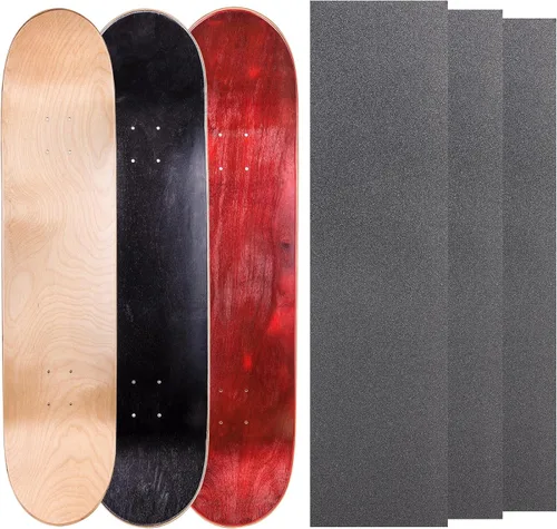 Miniatura 25 de Cal 7 Tablas de patineta de arce en blanco con cinta de agarre (paquete de 3, combinaciones)