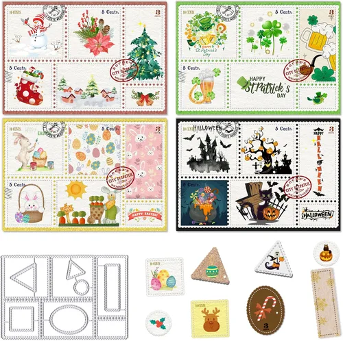 Miniatura 8 de Estivaux Troqueles con Forma de Tarjeta 3D para Hacer Tarjetas, Juegos de Troqueles de Corte de Tarjetas de Regalo de Forma Rectangular, Troqueles