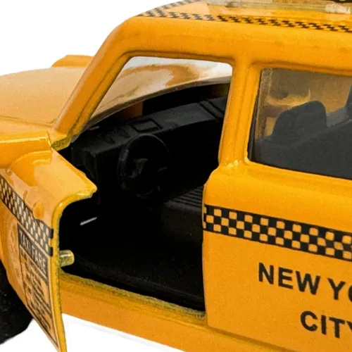 Miniatura 5 de NYC Taxi en cabina amarilla con acción de retroceso, juguete de taxi de la ciudad de Nueva York (sin sonido)
