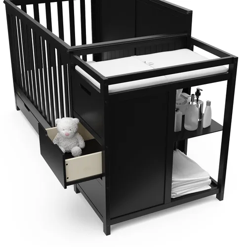 Miniatura 16 de Graco Hadley cuna convertible 5 en 1 y cambiador (negro) – Certificado GREENGUARD Gold, se adapta a colchón de cuna estándar, se convierte en cama