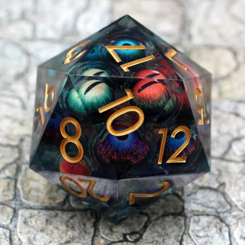 Miniatura 10 de Sharp Edge Eyeball D20 - Dados grandes individuales de 1.76 pulgadas con estuche de regalo, dados de ojo móvil de dragón para Calabozos y Dragones