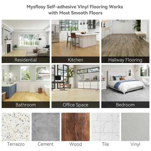 Miniatura 8 de Mysflosy Azulejos de suelo autoadhesivos, tablones de vinilo de lujo autoadhesivos, 6 x 36 pulgadas, paquete de 36 unidades de 54 pies cuadrados