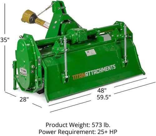 Miniatura 7 de Titan Attachments enganche de 3 puntos, accesorio de cultivador rotativo de 48" para tractores Cat 1, acabado en carbón, cultivador impulsado por