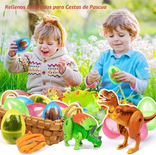 Miniatura 4 de OCATO Huevos de Pascua rellenos de juguetes de dinosaurio, huevos de dinosaurio deformación gigantes, rellenos de huevos de Pascua, rellenos