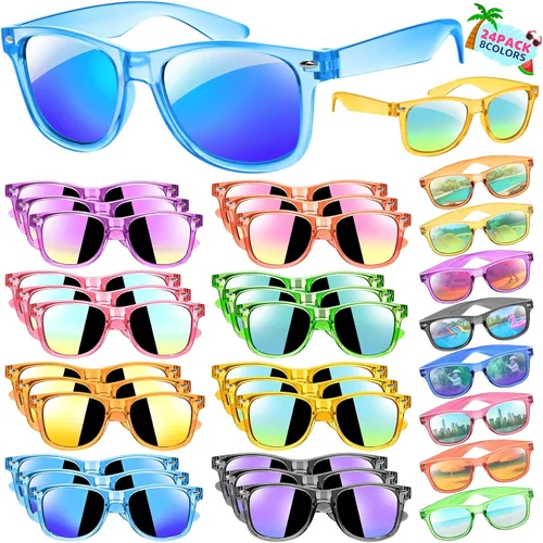 Joycover Lentes de sol para niños a granel, recuerdo de fiesta para niños de 4 a 8 años, 24 lentes de sol translúcidos para niños con protección UV