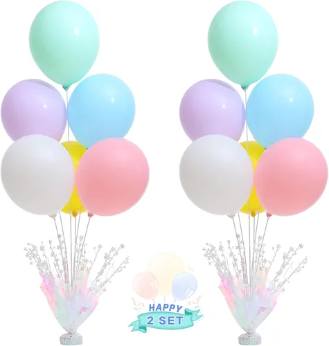 Miniatura 20 de 2 Juego de Globos de Mesa Negros con Spray de Aluminio para Centro de Mesa con Globos Negros y de Confeti, Kit de Soporte para Decoración de Mesa