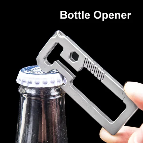 Miniatura 3 de Llavero de titanio, abridor de botellas, cinturón de liberación rápida, soporte para llaves de cuero resistente, mosquetón para automóvil