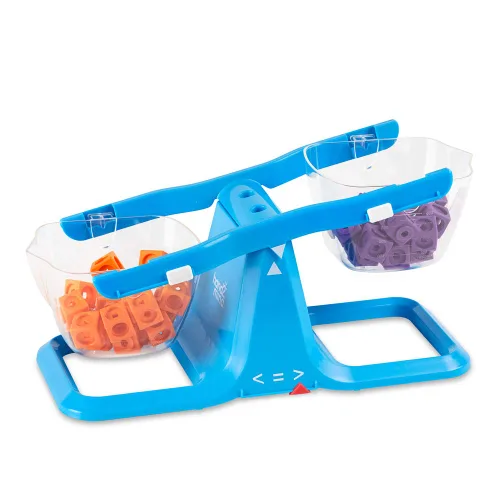 Miniatura 4 de hand2mind Balanza de cubo ajustable azul, báscula de balanza de cubo doble transparente para líquidos y sólidos, báscula para niños fácil de montar