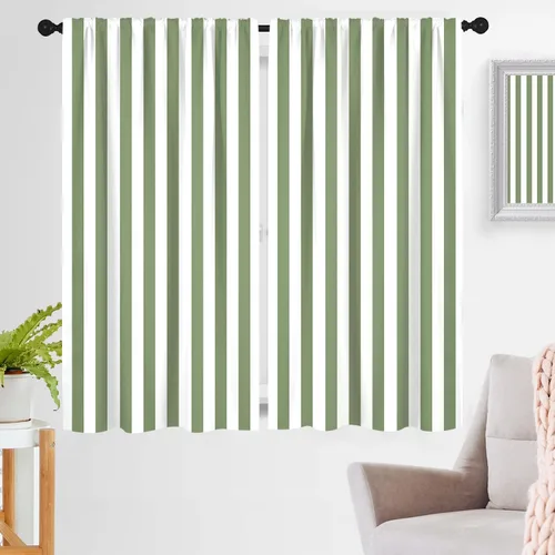 Miniatura 11 de zokyer Cortinas de ventana a rayas beige crema, modernas rayas verticales de 63 pulgadas de largo, 2 paneles, cortinas bohemias neutras para niños