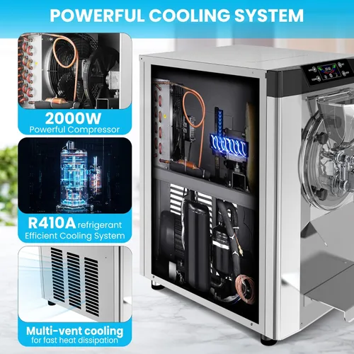 Miniatura 6 de Patikuin Máquina de helado comercial de 2000 W - Máquina de helado de encimera de un solo sabor con pantalla táctil LCD - Salida de 4.8 a 6.3