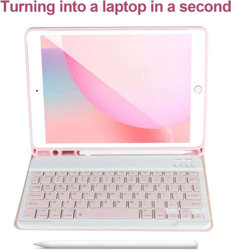 Miniatura 4 de AHYWTAN Funda de teclado para iPad 9/8/7ª generación 10.2, teclado Bluetooth con retroiluminación de 7 colores, funda para iPad de 10.2 pulgadas