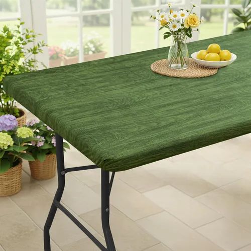 Miniatura 41 de Smiry Mantel cuadrado para mesa de pícnic, impermeable, elástico, ajustable, para campamento, protector de vinilo con parte trasera de franela Beige