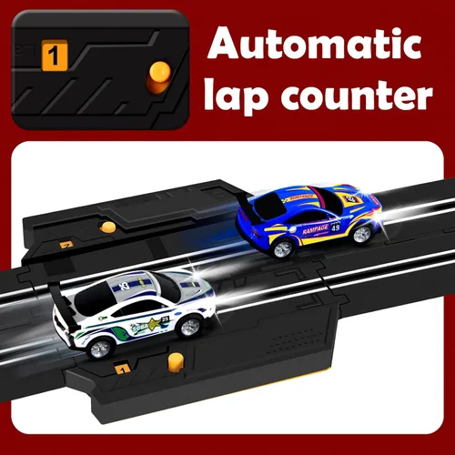 Miniatura 3 de Conjuntos de Pistas de Carreras de Coches de Ranura de 30 Pies, Juguetes para Edades 8-10 - Pista Doble de Carreras de Coches 1:43 con 4 Coches
