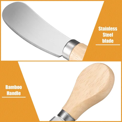 Miniatura 5 de 24 cuchillos esparcidores de queso pequeño de 4.7 pulgadas, esparcidor de mantequilla de acero inoxidable con mango de madera, mini cuchillos