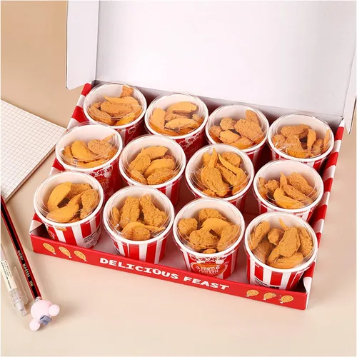 Miniatura 3 de Gomas de borrar de comida, paquete de 27 unidades, gomas de borrar de pollo frito, mascotas de escritorio para niños, lindos y divertidos