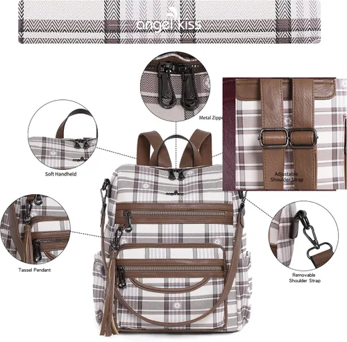 Miniatura 64 de Bolsos mochila monedero de piel sintética para mujer, bolsas con zíper, mochilas de hombro casuales