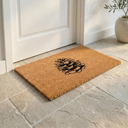 Miniatura 110 de Fab Habitat Felpudo extra grueso, tejido a mano, duradero, fibra de coco natural, entrada, puerta delantera, porche, patio, pájaros en rama, gris