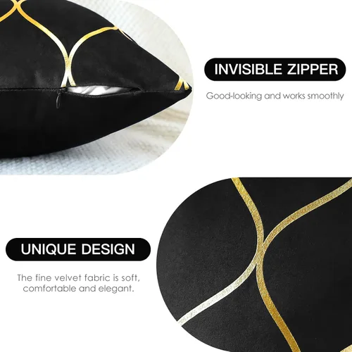 Miniatura 5 de OTOSTAR Juego de 4 fundas de almohada decorativas doradas de 18 x 18 pulgadas, fundas de almohada cuadradas de terciopelo suave, fundas de cojín