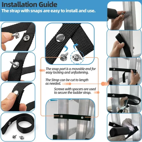 Miniatura 6 de Correa de escalera para pontón, accesorios de lancha pontón con broche de acero inoxidable y perno de tornillo, extra resistente, 4500 libras