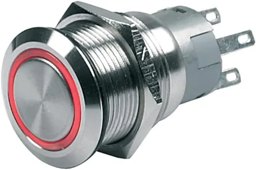 BEP Interruptor de botón pulsador de 12 V con cierre de encendido/apagado - LED rojo