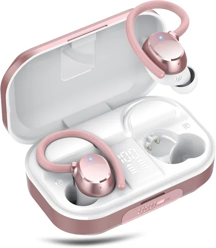 Miniatura 7 de Auriculares inalámbricos para orejas pequeñas, auriculares deportivos estéreo de alta fidelidad Bluetooth 5.3 con ganchos para los oídos, Negro