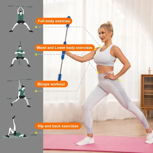 Miniatura 2 de Barra de Ejercicio de Fitness, Barra de Fitness Elástica, Barra de Entrenamiento de Alta Frecuencia de Vibración para Quemar Grasa en Yoga, Pilates