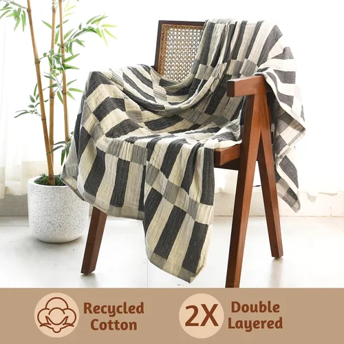 Miniatura 2 de Folkulture Manta para sofá de 50 x 60 pulgadas, 100% algodón reciclado, manta suave para cama o cama, para sofá, estilo bohemio