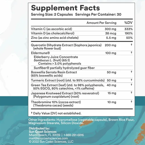 Miniatura 3 de SUN COAST SCIENCES BioShield MD de Premium Immunity Support con vitamina C, vitamina D, zinc, para concentración, claridad, articulaciones