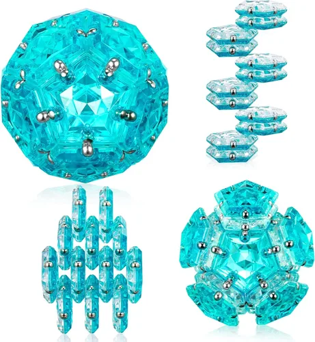 Miniatura 8 de Esfera antiestrés magnética - Bolas magnéticas de pentágonos - Juego de 12 piezas - Verde cristal - Juguete de imanes antiestrés - Creatividad más